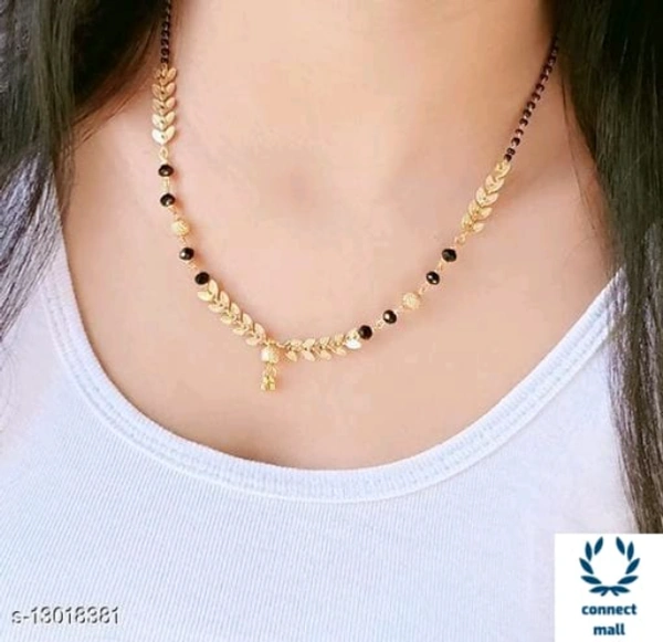 ALLURE FUSION Single Stand Gold Plated Black Pearl Mangalsuta - Adjustable, Alloy, Single Stand Mangalsutra, Multipack of 1